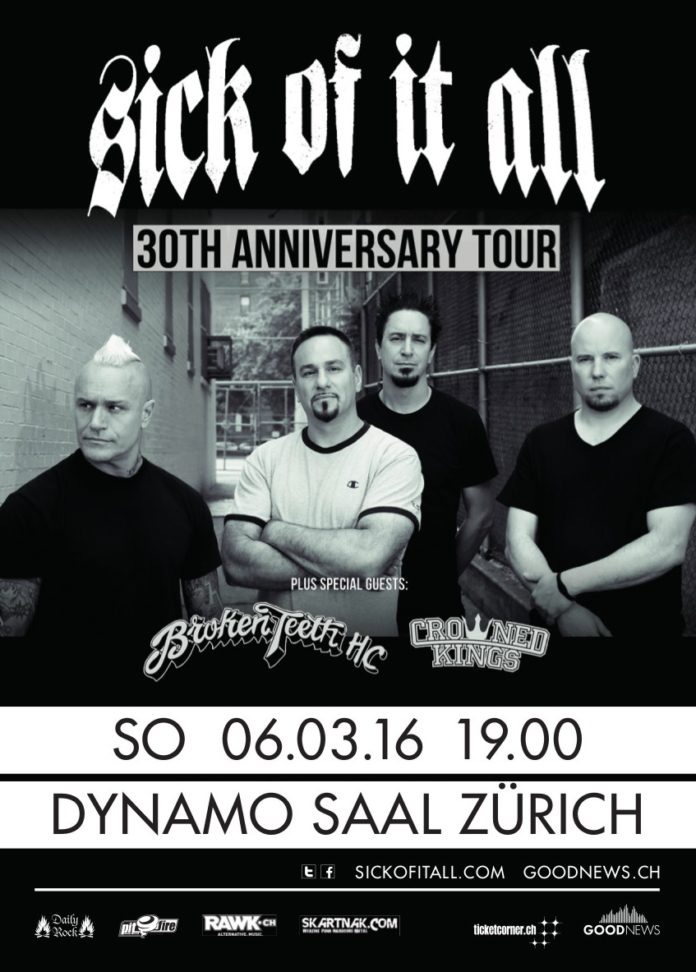 Sick Of It All, Broken Teeth! et Crowned Kings – Dynamo, Zurich – 6 mars 2016
