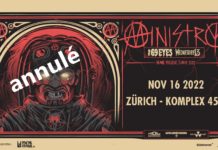 MINISTRY – Le concert du 16 novembre avec The 69 Eyes et Wednesday 13 est annulé !